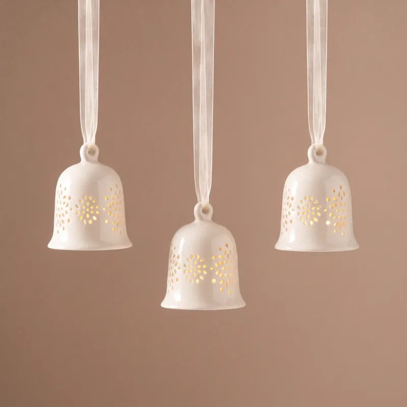 Suspension de Noël Cloche à LED beige