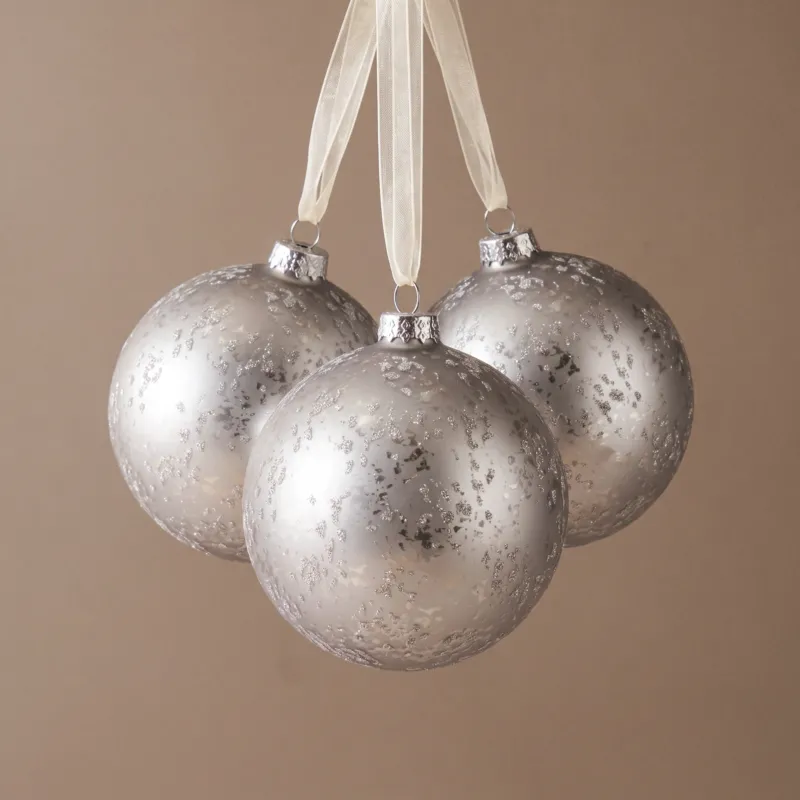 Boule de Noël Pailletée et Mat Grand Format Gris
