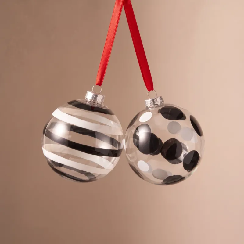 Boules de Noël Graphiques Transparentes Noir