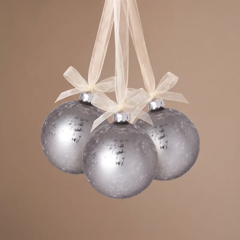 Boule de Noël Pailletée et Mat Petit Format Gris