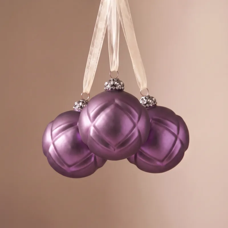 Boules de Noël matelassé Violet
