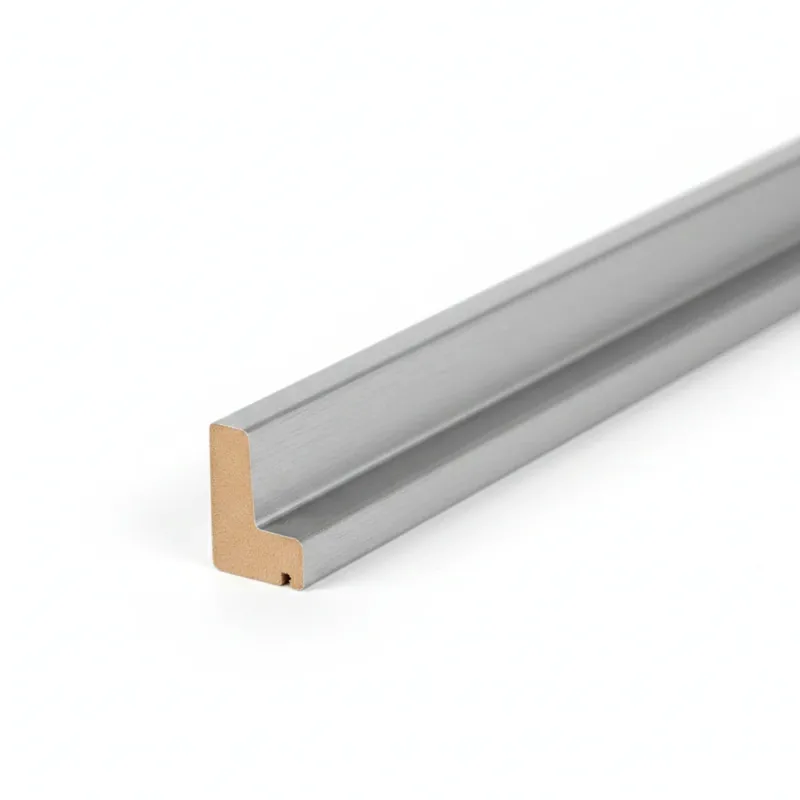 Schattenfugenrahmen-Profil aus MDF mit hochwertiger Alu geschliffen Dekorfolie.