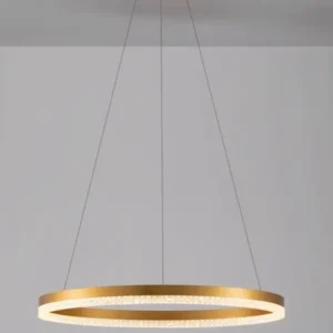 Adria LED Pendelleuchte Ø 60cm 3000K in modernem Design mit goldenem Rahmen und schimmerndem Licht
