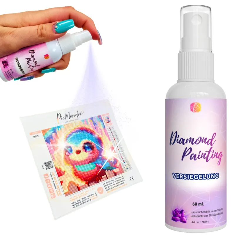 Diamond Painting Versiegelung Spray zur Fixierung und für brillanten Glanz von fertigen Diamanten Painting Kunstwerken