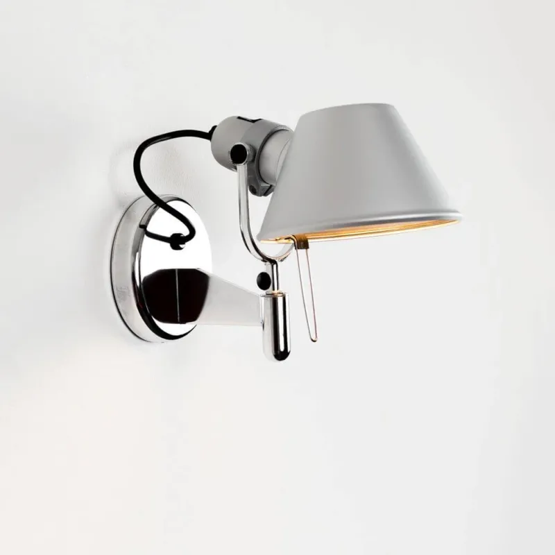 Artemide Tolomeo Faretto Wandleuchte, grau, verstellbar, Metallleuchte mit Gelenkarm, Seitenansicht