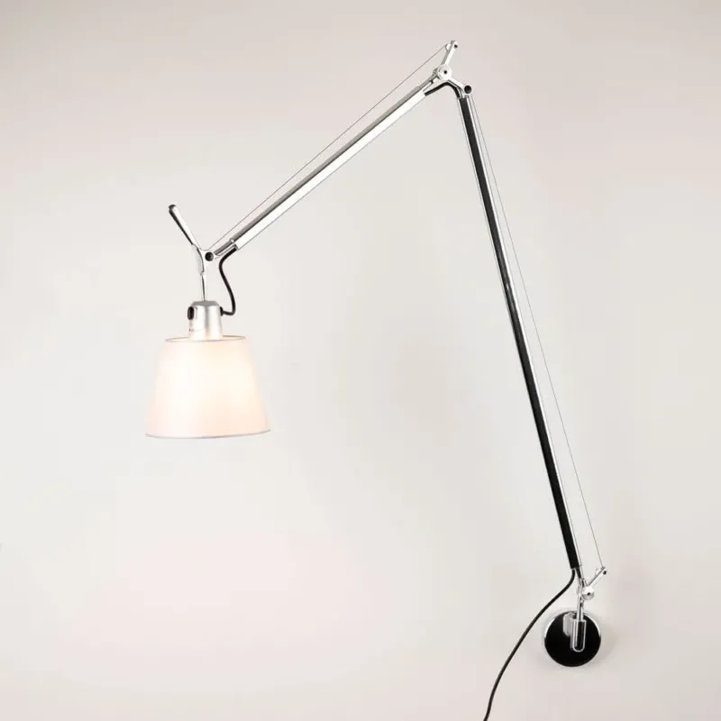 Artemide Tolomeo Basculante Parete Wandlampe Ø 18cm Pergament mit schwarzem Schalter und Kabel