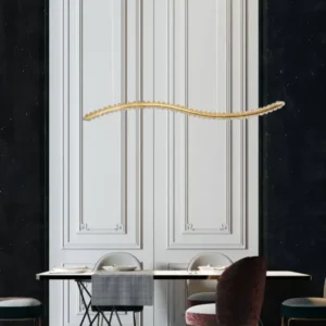 Aurelia LED Pendelleuchte 3500K - moderne Designer-Hängeleuchte mit verchromtem Metall und K5-Kristallen