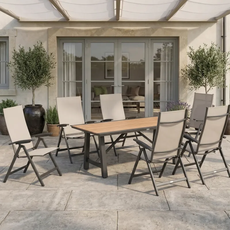 SUMMER SALE ☀️⛱️🏝️ 7-teiliges Dining Set AVANTAGE XL mocca / KALVA – Komfortabel, flexibel & modern