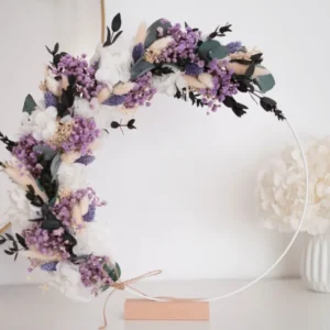 Geschenkidee zur Hochzeit Trockenblumen Kranz lila, grün Eukalyptus