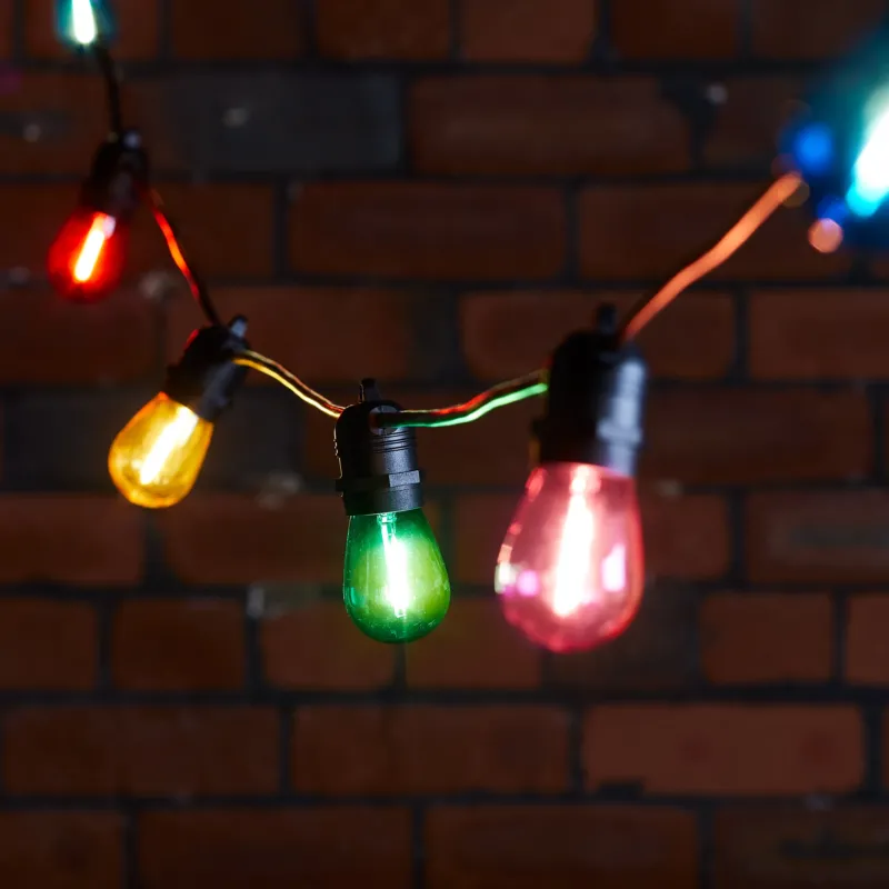 Ultimate Connect 5m 10er LED Lichterkette Glühbirnen bunt koppelbar schwarzes Kabel