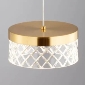 Bion LED Pendelleuchte Ø 15cm 3000K Gold, moderne goldene Hängeleuchte mit kristallklarem Schirm
