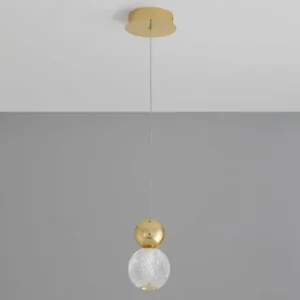 Brille LED Pendelleuchte Ø 11cm 3200K Gold, elegante einflammige Pendelleuchte aus Aluminium und Glas