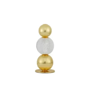 Brille LED Tischleuchte Ø 12cm 3200K Gold, moderne goldene Designer-Tischleuchte mit transparentem Acryl