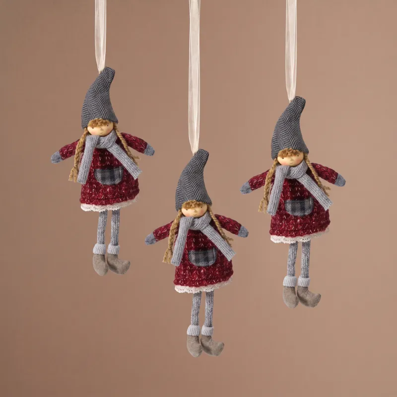 Suspension Figurine de Noël Fillette Olaf rouge