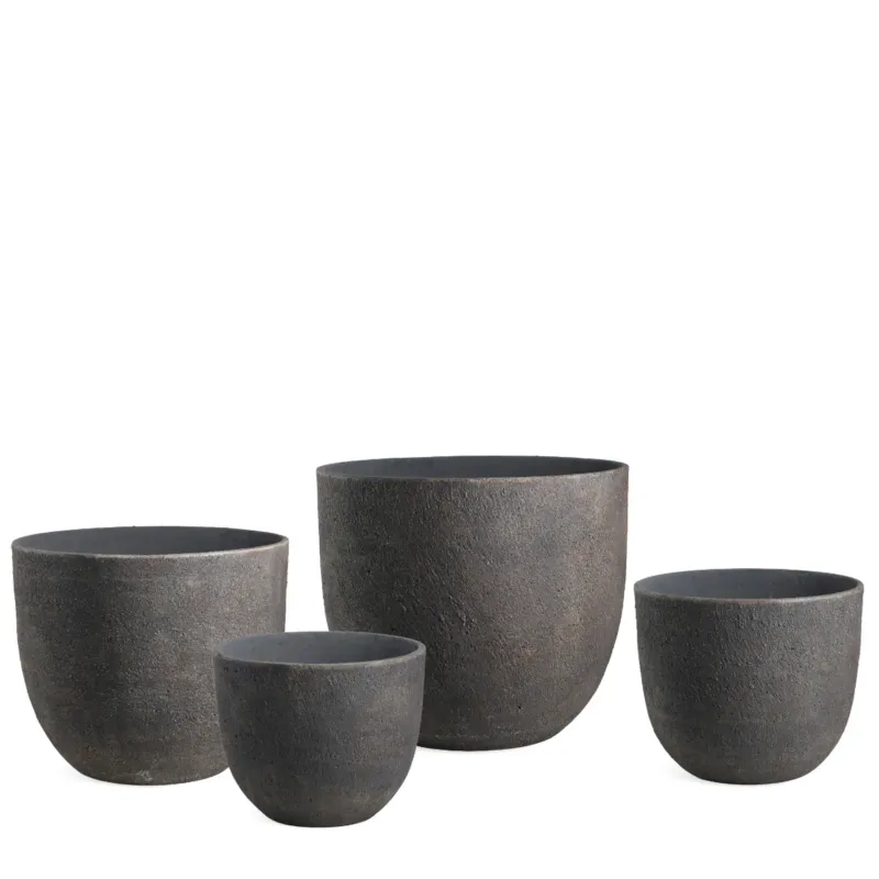 4 Cache-Pots Terra arrondis marron foncé