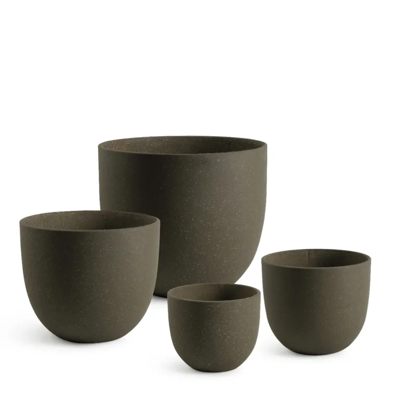 4 Cache-Pots Terra arrondis marron granito