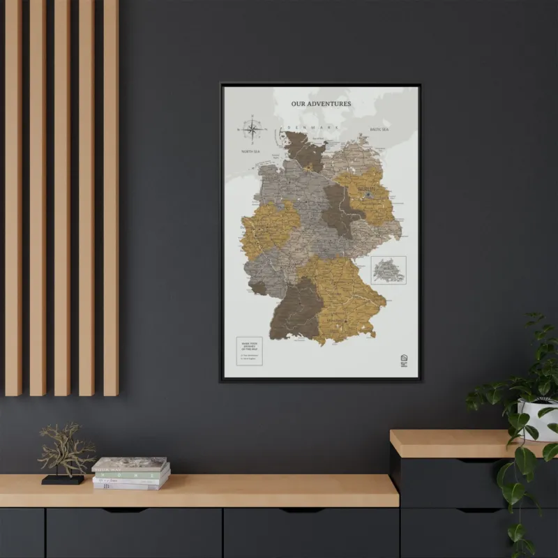 Wooden Canvas Germany Map - Desert by Enjoy The Wood