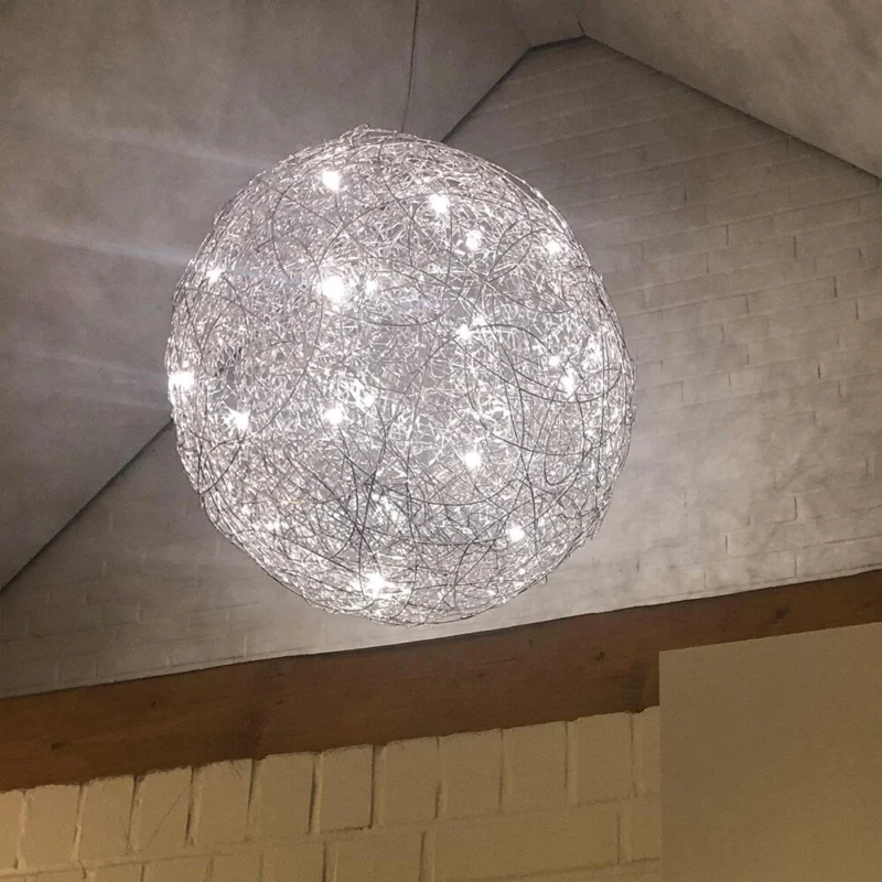 Catellani & Smith Fil de Fer LED Außen-Hängelampe Drahtkugel IP65, dekorative Aluminiumdrahtleuchte im Raum.