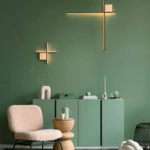 Cross LED Wandleuchte 80cm 2-flammig 2700K moderne schwarze Design-Wandleuchte mit warmem Licht
