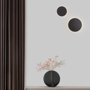 Cyrcle LED Wandleuchte Ø 30cm 3000K moderne schwarze Wandlampe mit warmem Licht für Wohnraum