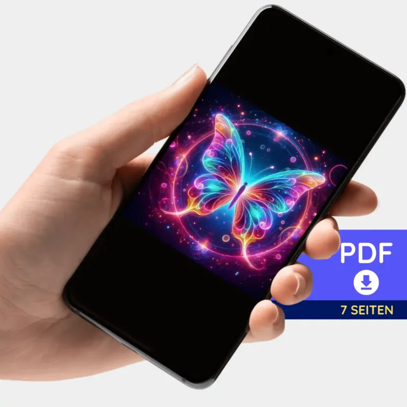 Digitale PDF-Bildmappe mit leuchtendem Schmetterlings-Motiv für dein nächstes Diamond Painting oder Malen nach Zahlen Projekt