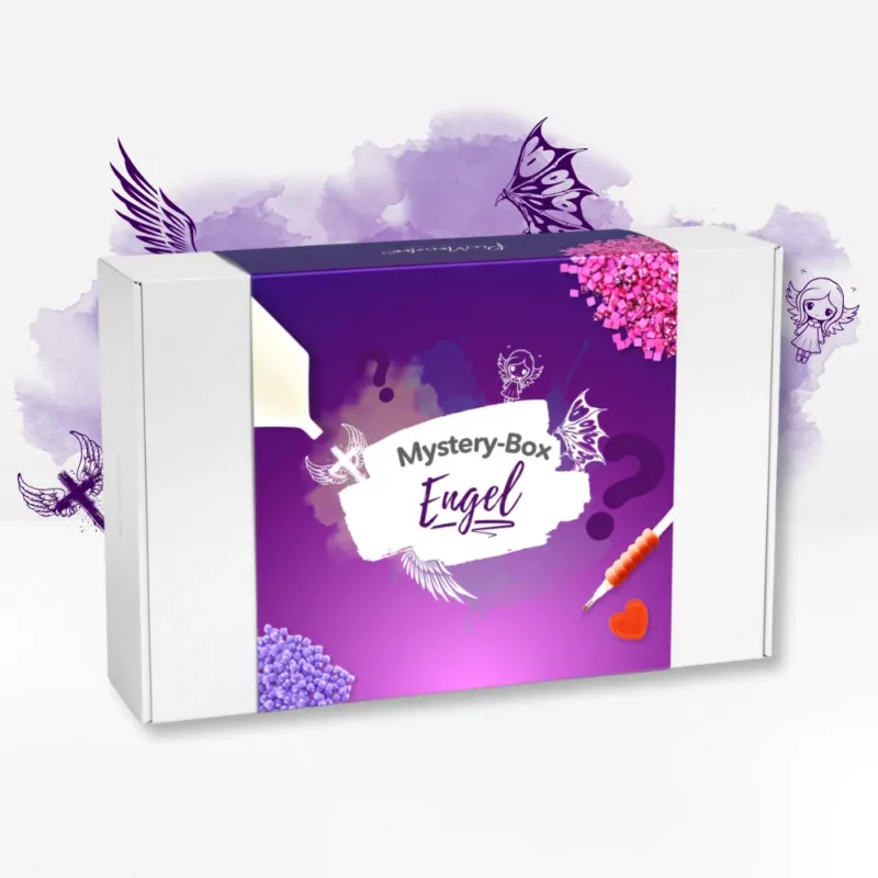 Picmondoo Diamond Painting Mystery-Box Engel mit Glitzersteinen, Stift und Zubehör für DIY-Bastelsets.
