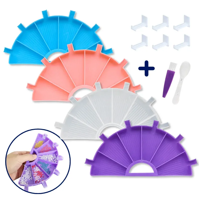 9-teiliges Diamond Painting Equipment mit Steinplatten, Sortierschiffchen, Pinsel und Löffel als praktisches Zubehör