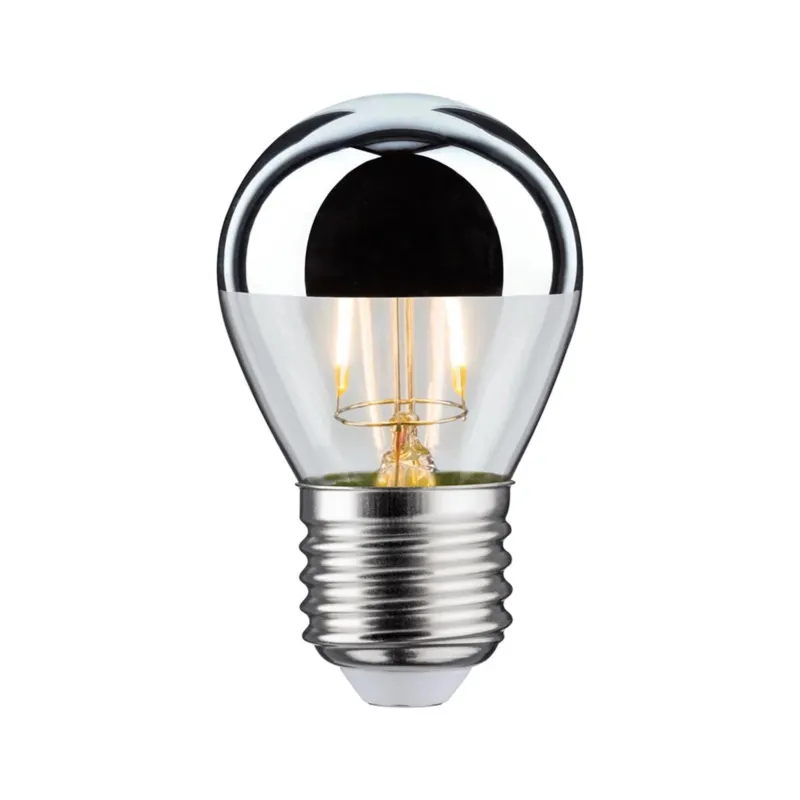 E27 2,6W LED Tropfen Kopfspiegel 2700K Silber, warmweiße LED-Lampe mit E27-Fassung und silbernem Kopfspiegel