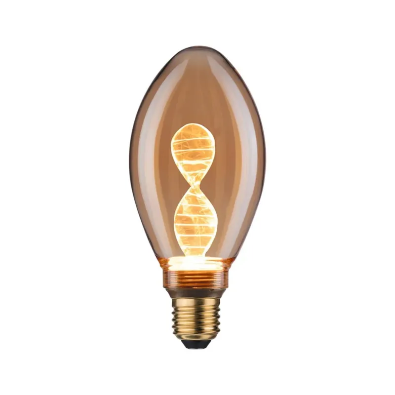 E27 3,5W LED Birne Helix 1800K Gold mit dekorativem Innenkolben und warmem Vintage-Licht