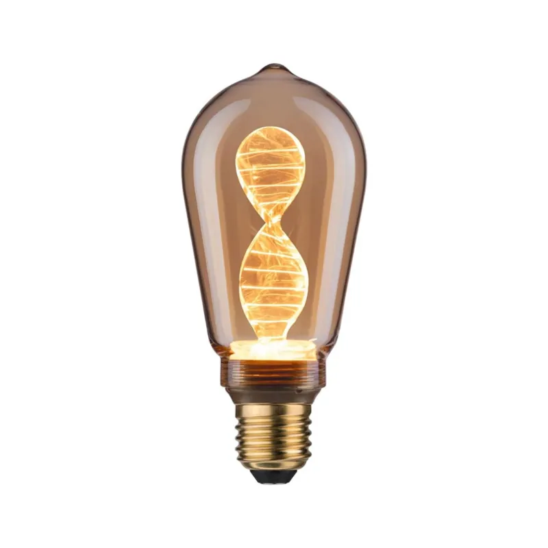 E27 3,5W LED Kolben Helix 1800K Gold Vintage-Glühbirne mit Rauchglas und dekorativem Innenkolben