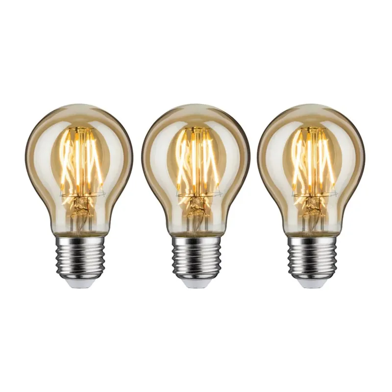 E27 4,7W LED Vintage LED Leuchtmittel 3er Gold 2500K, 3 goldene AGL-Lampen für warmweißes Rundumlicht