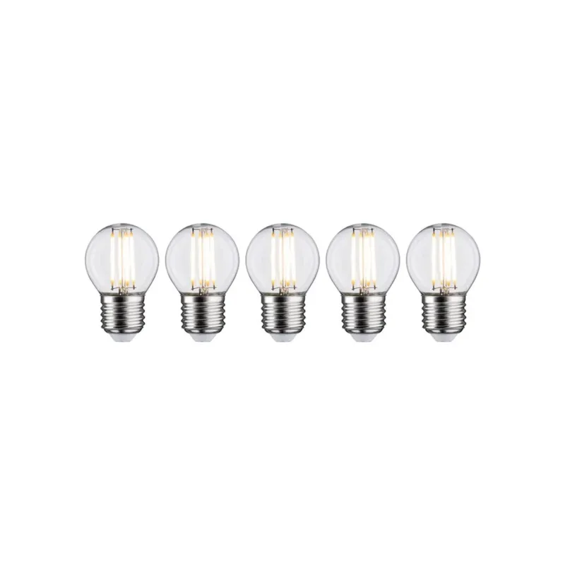 E27 5W Leuchtmittel 5er Bündel LED Filament 2700K Tropfen Klar, 5 dimmbare warmweiße Glühbirnen