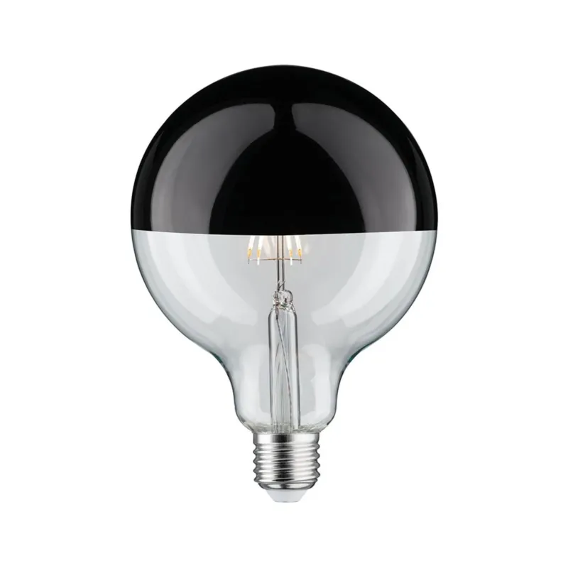 E27 6,5W LED Globe Kopfspiegel Schwarz, Chrom Dimmbar 2700K, Kopfspiegellampe mit warmweißem Licht