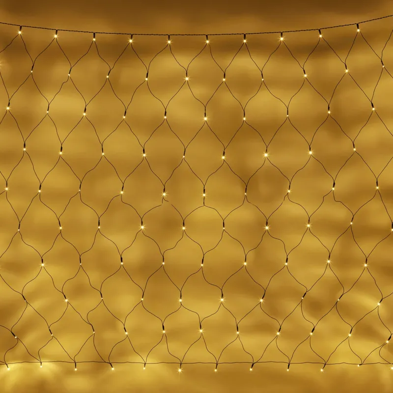 140er LED Lichternetz warmweiß grünes Kabel 2m x 1,5m