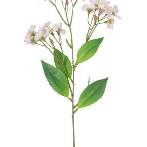 Eine künstliche Blumenorchidee „Real Touch Pink“ von 50 cm mit mehreren Büscheln hellrosa Blüten und grünen Blättern, isoliert auf weißem Hintergrund.