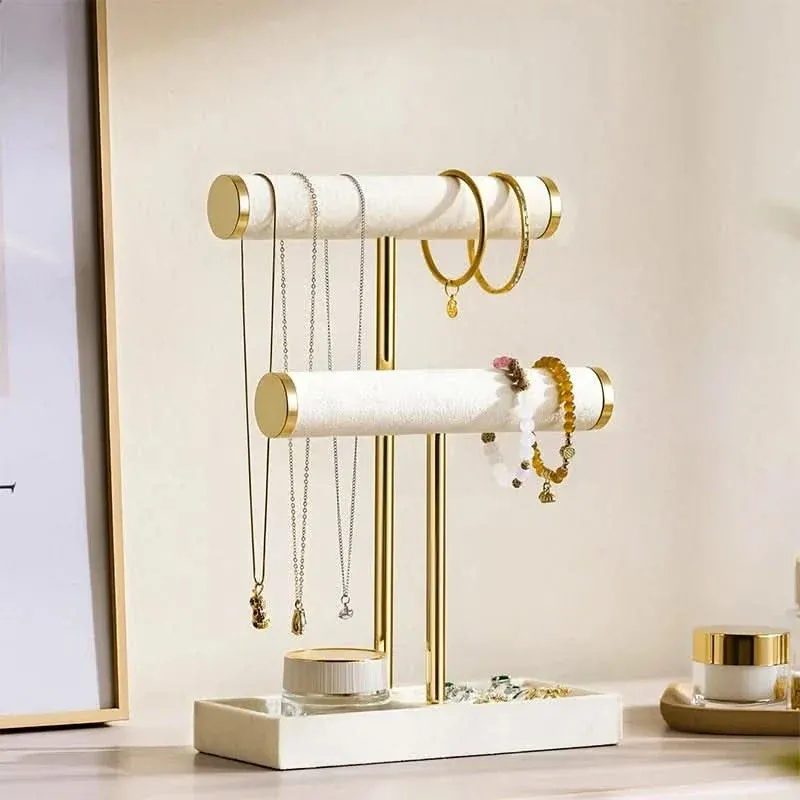 Elegant Two-Level T-Style Jewelry Stand for Bracelets & Bangles Display 0