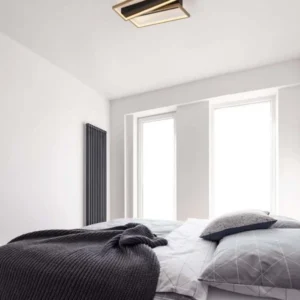 Elize LED Deckenleuchte Rechteckig 2-flammig 3000K Schwarz, Gold moderne Deckenlampe im Schlafzimmer