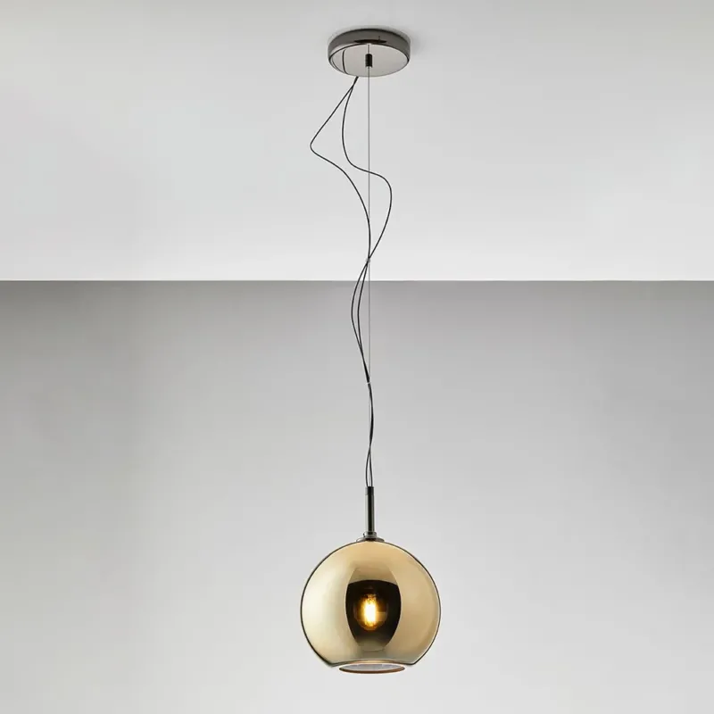Fabbian Beluga Royal Hängeleuchte Ø20cm gold, elegante Pendelleuchte mit metallischer Oberfläche für Wohnzimmer und öffentliche Räume