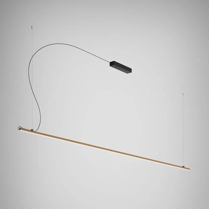 Fabbian Freeline LED-Hängeleuchte Long 300cm in eleganten Schwarz und Bronze, ideal für moderne Innenräume.