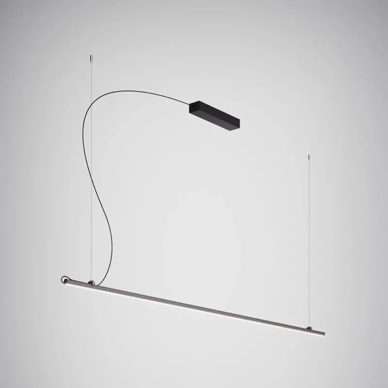 Fabbian Freeline LED-Hängeleuchte Medium 200cm mit schwarz eloxiertem Aluminium und eleganter Linienführung