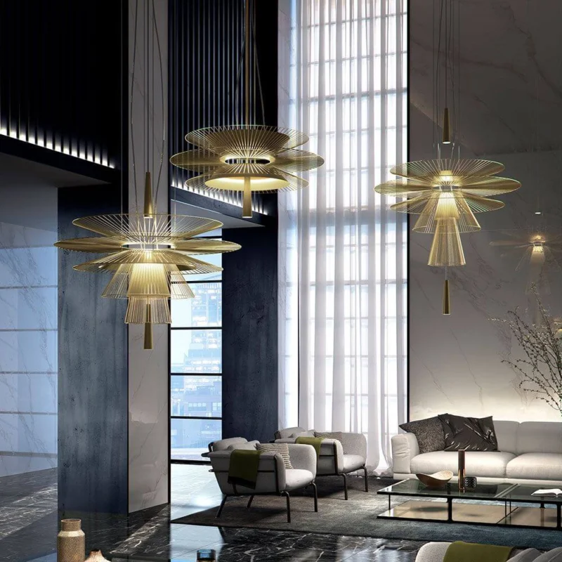 Forestier LED Hängeleuchte Gravity Ø 81cm in modernem Wohnraum mit eleganten Lichtakzenten.