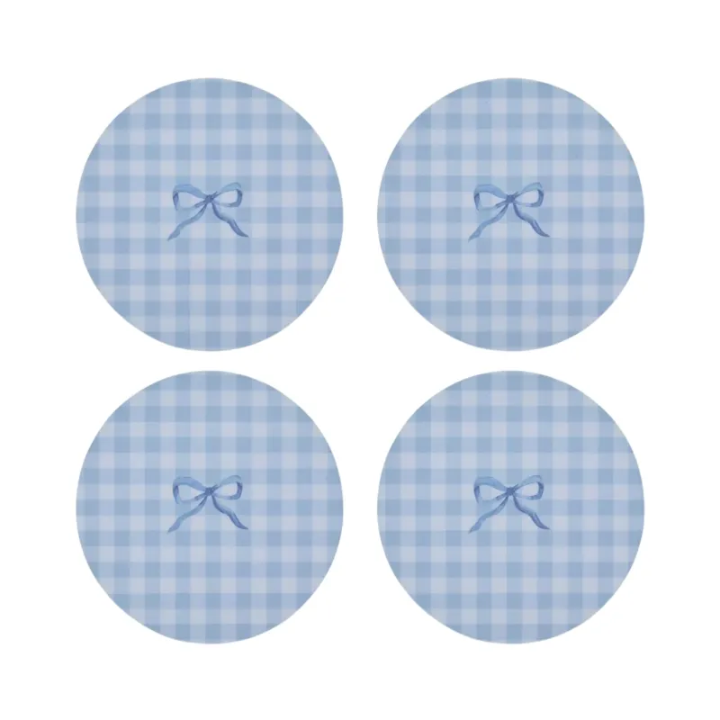 Blue Gingham Coasters- Set of 4