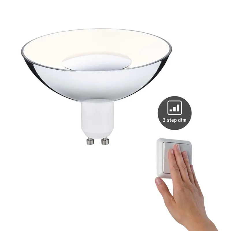 GU10 4,9W LED Reflektor 3 Stufen-Dimmer Silber, Weiß 3000K mit 3-Step-Dim-Funktion