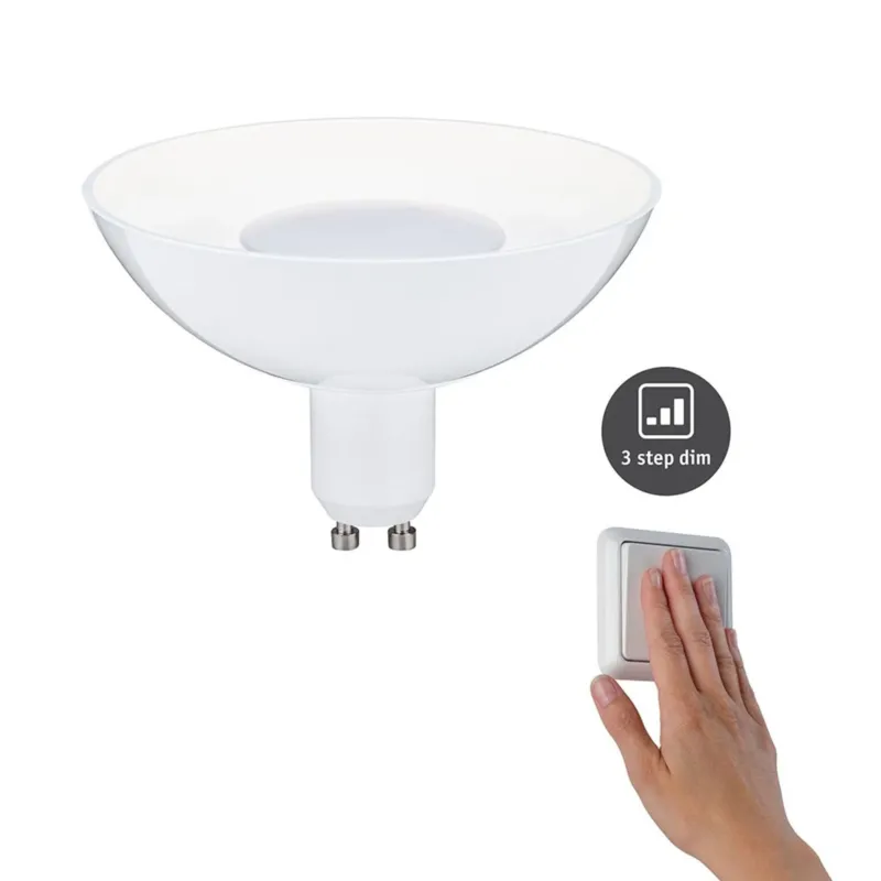 GU10 4,9W LED Reflektor 3 Stufen-Dimmer Weiß 3000K mit 3-Step-Dim-Funktion für fokussiertes Licht