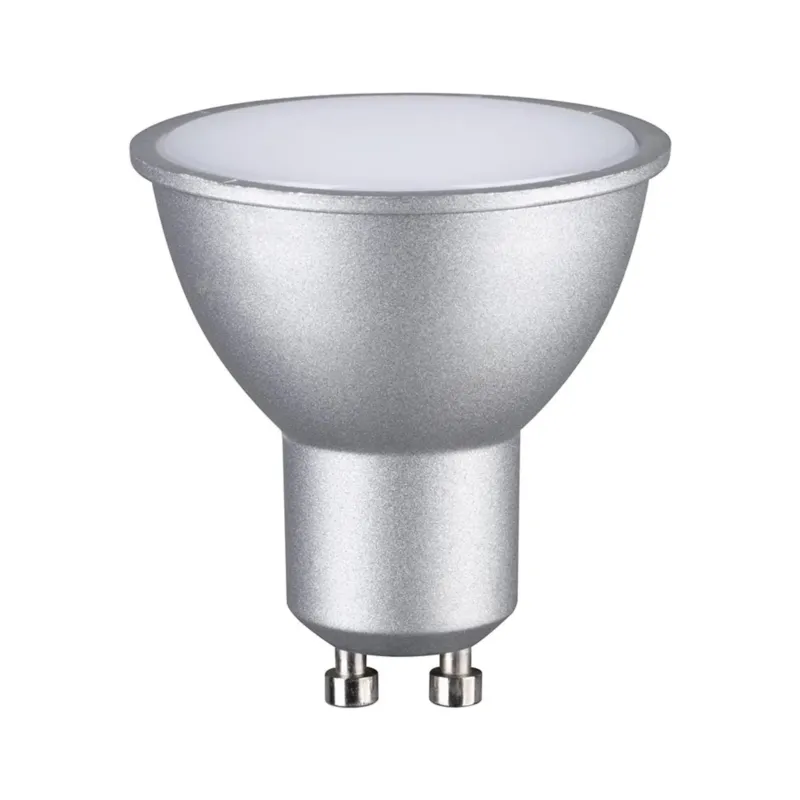 GU10 5,7W LED Reflektor 2700K Chrom-Matt, warmweiß, dimmbar, 100° Ausstrahlwinkel