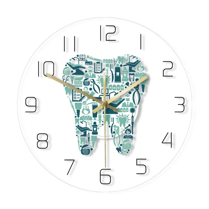 Wanduhr im Zahn-Design für Praxis