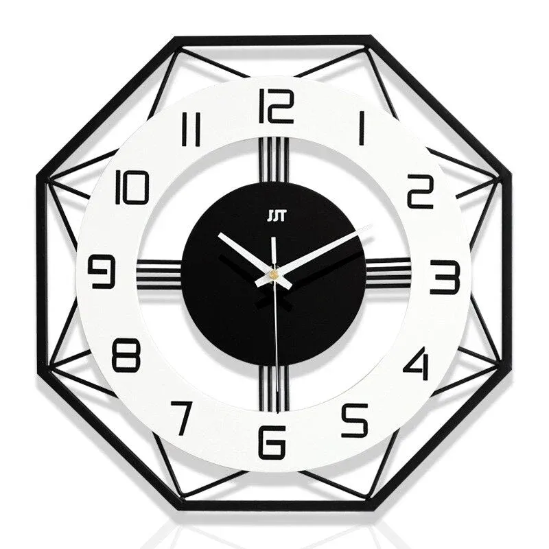 Achteckige Wanduhr geometrisches Metall-Design