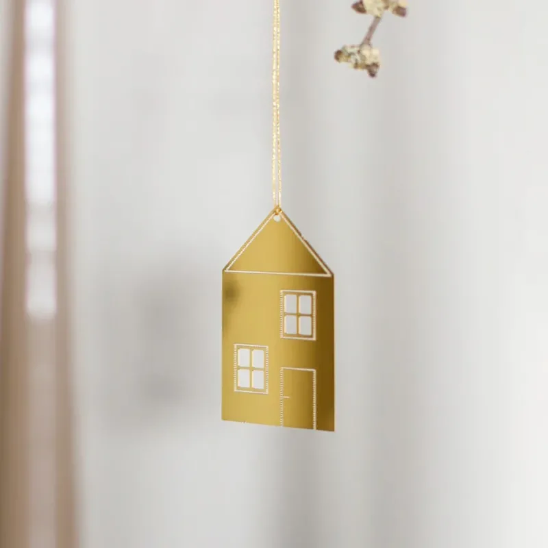 Dekoanhänger Town House 4er Set - gold
