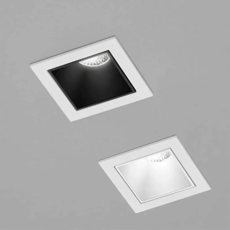 Mini LED Einbaustrahler PIC eckig 500lm von Helestra, quadratische Deckeneinbauleuchte in Weiß und Schwarz