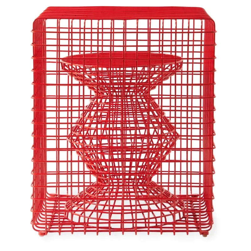 Pols Potten Wire Zig Zag Hocker in Korallenrot